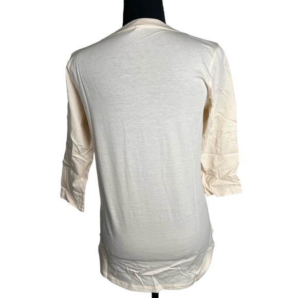 LOGO Limitees by Lori Goldstein 3/4 Sleeve Graphic Tee CHAMPAGNE NWOT SIZE XXS - Picture 3 of 7